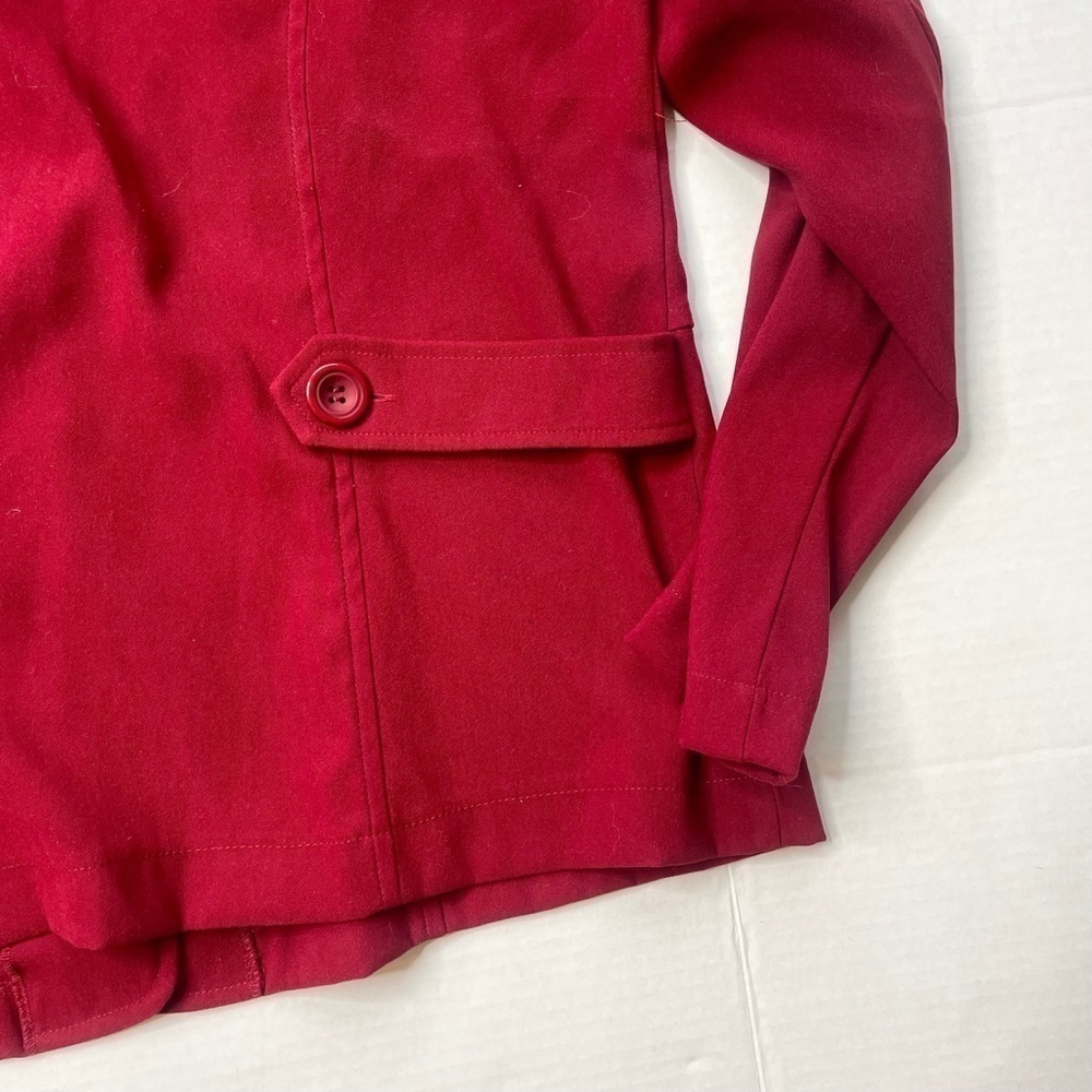 Notations Solid Red Single Breasted Button Front … - image 6